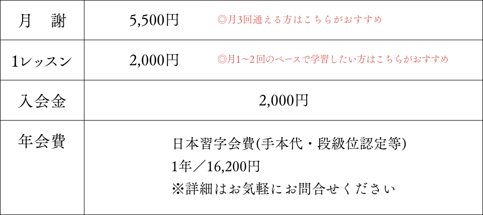 料金表